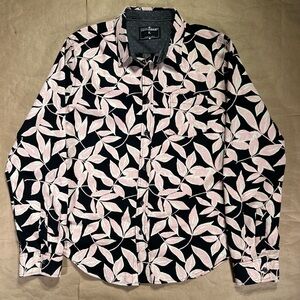 Eighth Avenue Black and Pink Leaf Print Shirt